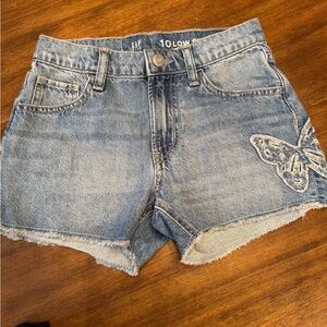 GAP Girls Blue Denim Shorts with Butterfly Patch
